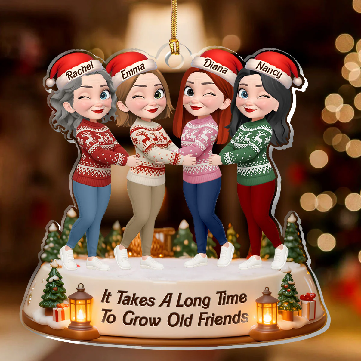 It Takes A Long Time To Grow Old Friends - Personalized 1-Layer Acrylic Ornament - Image 2