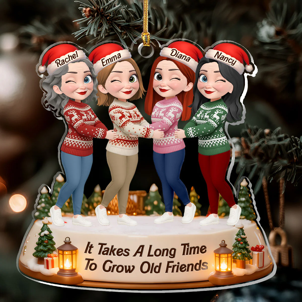 It Takes A Long Time To Grow Old Friends - Personalized 1-Layer Acrylic Ornament - Image 6