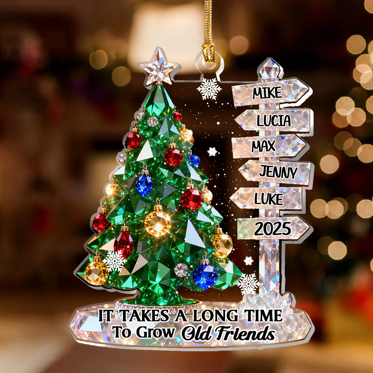It Takes A Long Time To Grow Old Friends - Personalized 1-Layer Acrylic Ornament - Image 2