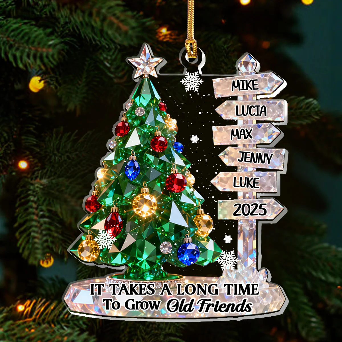 It Takes A Long Time To Grow Old Friends - Personalized 1-Layer Acrylic Ornament - Image 3