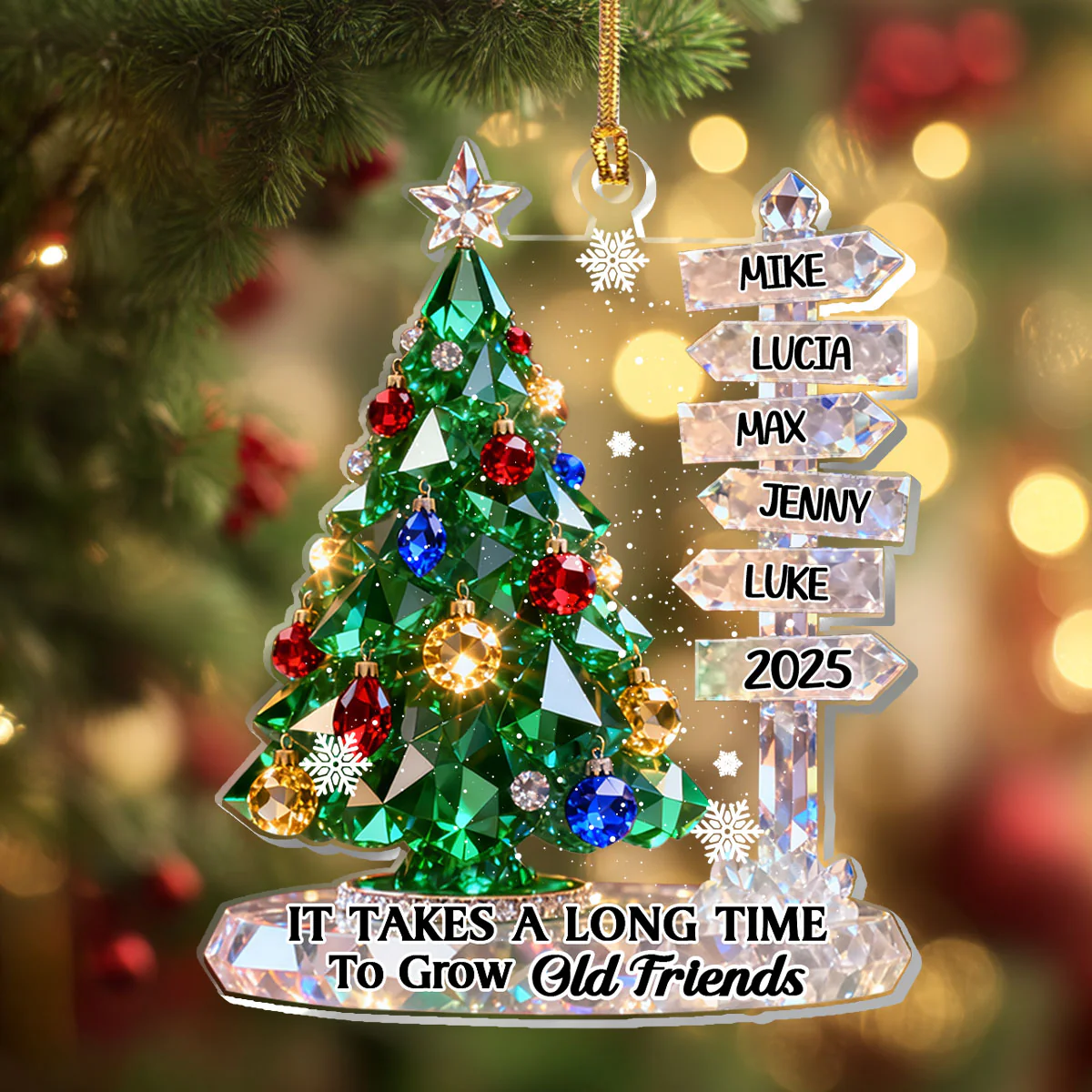It Takes A Long Time To Grow Old Friends - Personalized 1-Layer Acrylic Ornament - Image 4