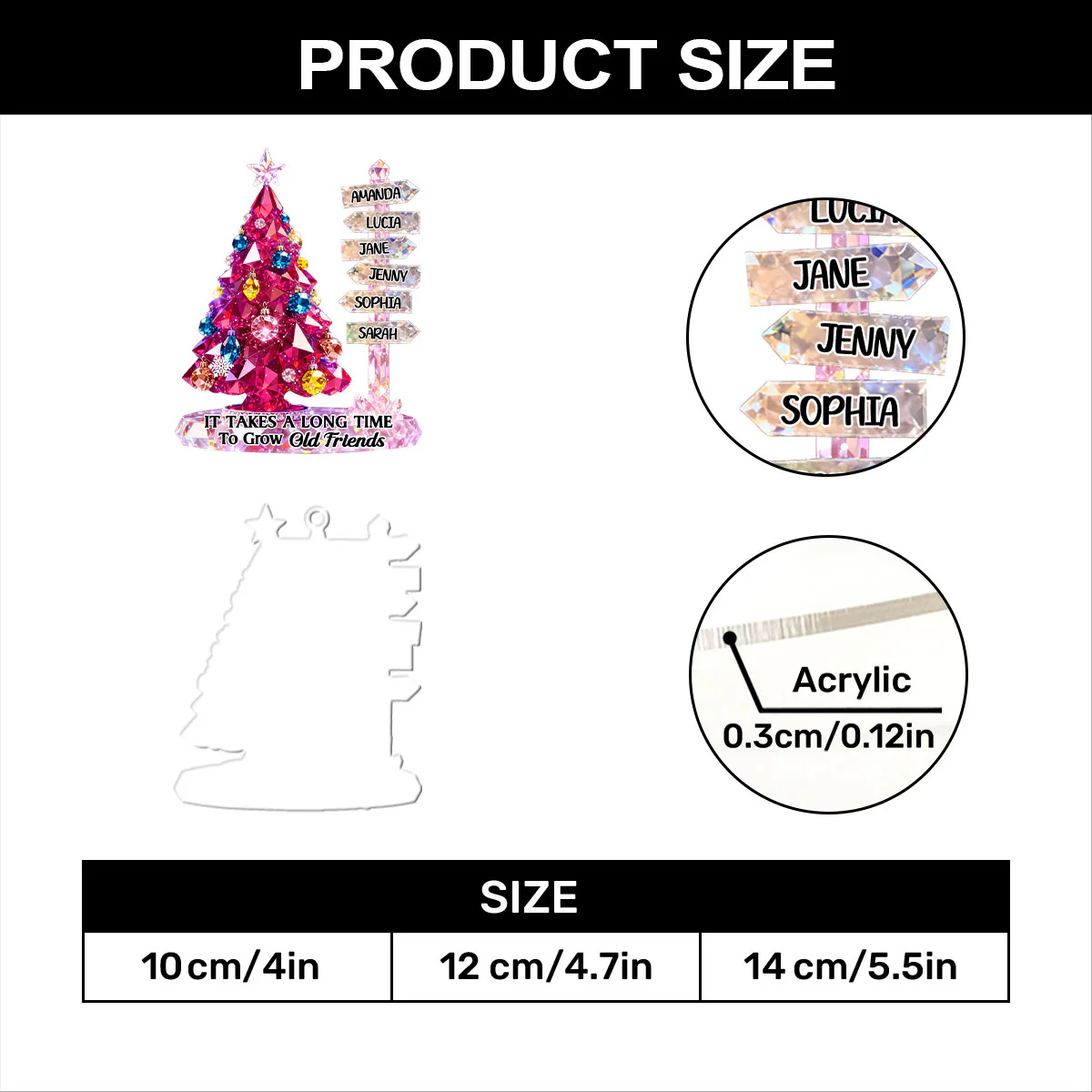 It Takes A Long Time To Grow Old Friends - Personalized 1-Layer Acrylic Ornament - Image 7