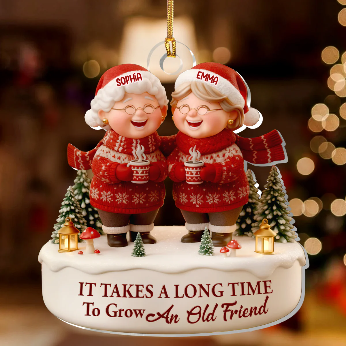 It Takes A Long Time To Grow Old Friends - Personalized 1-Layer Acrylic Ornament - Image 2