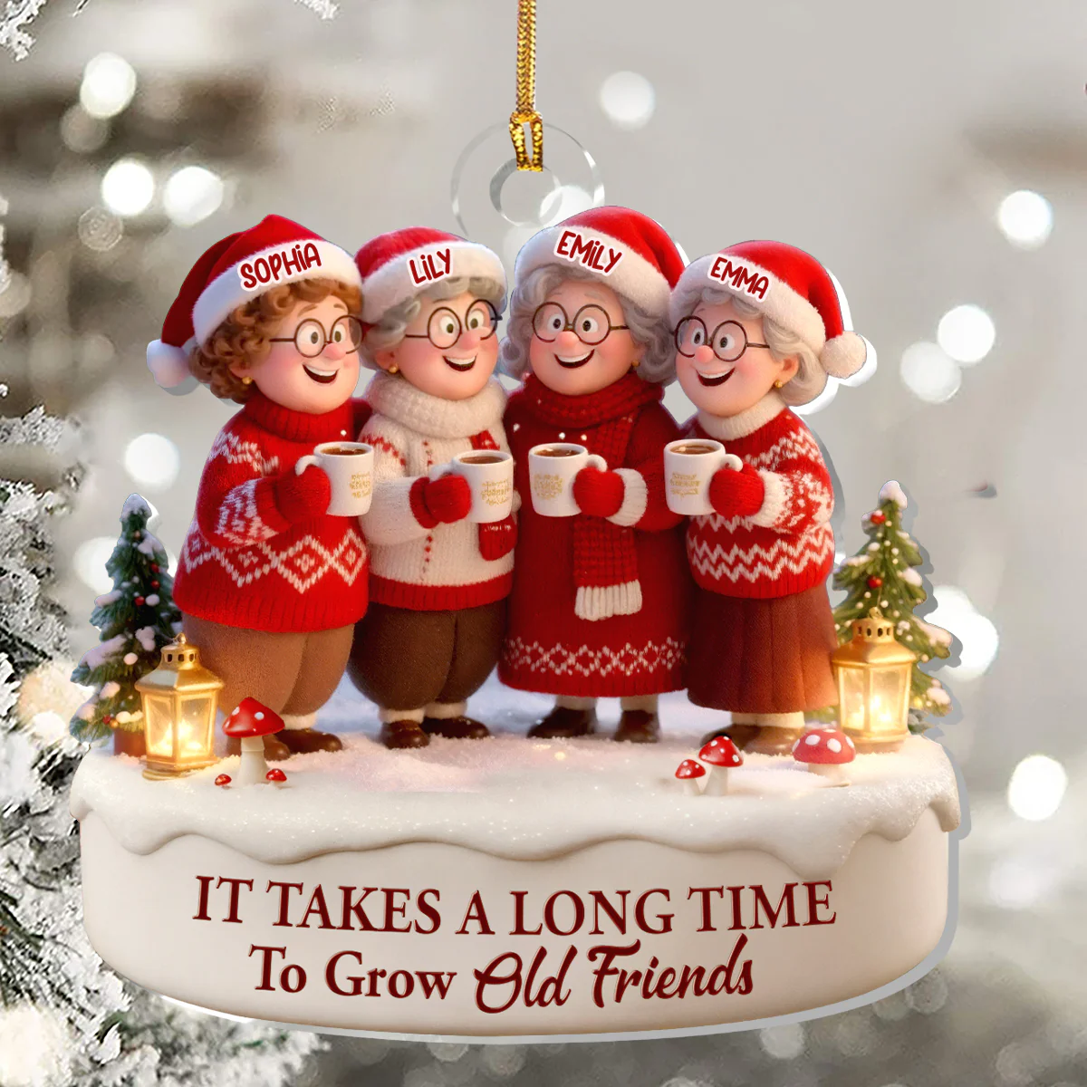 It Takes A Long Time To Grow Old Friends - Personalized 1-Layer Acrylic Ornament - Image 5