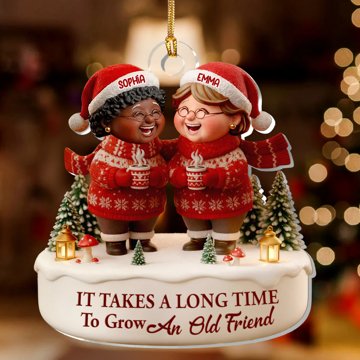 It Takes A Long Time To Grow Old Friends  - Personalized 1-Layer Acrylic Ornament - Image 2