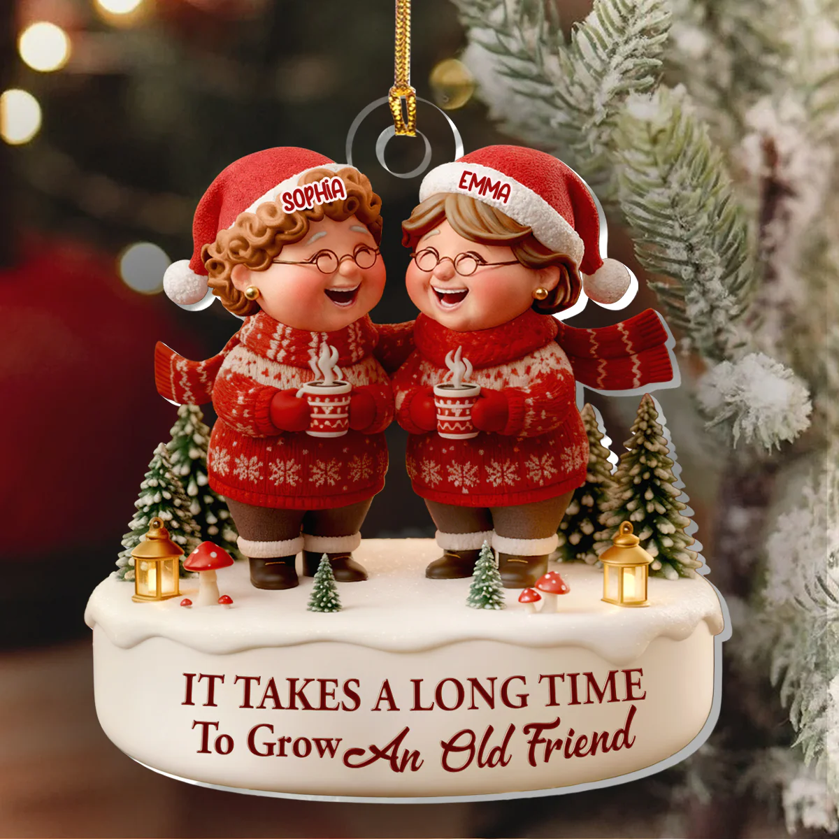 It Takes A Long Time To Grow Old Friends  - Personalized 1-Layer Acrylic Ornament - Image 6