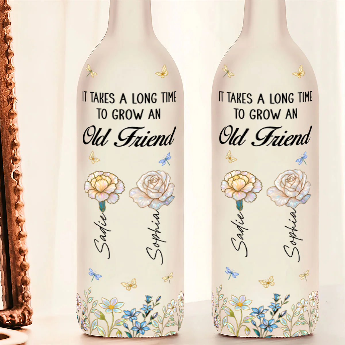 It Takes A Long Time To Grow Old Friends - Personalized Bottle Lamp - Image 4