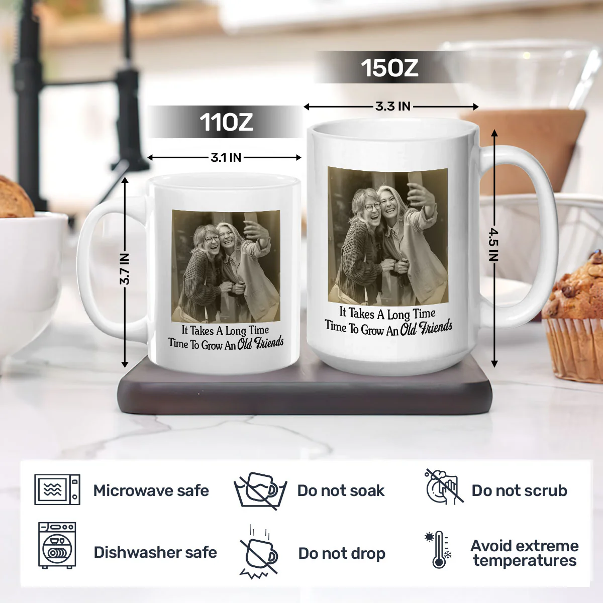 It Takes A Long Time To Grow Old Friends - Personalized Ceramic Coffee Mug - Image 5