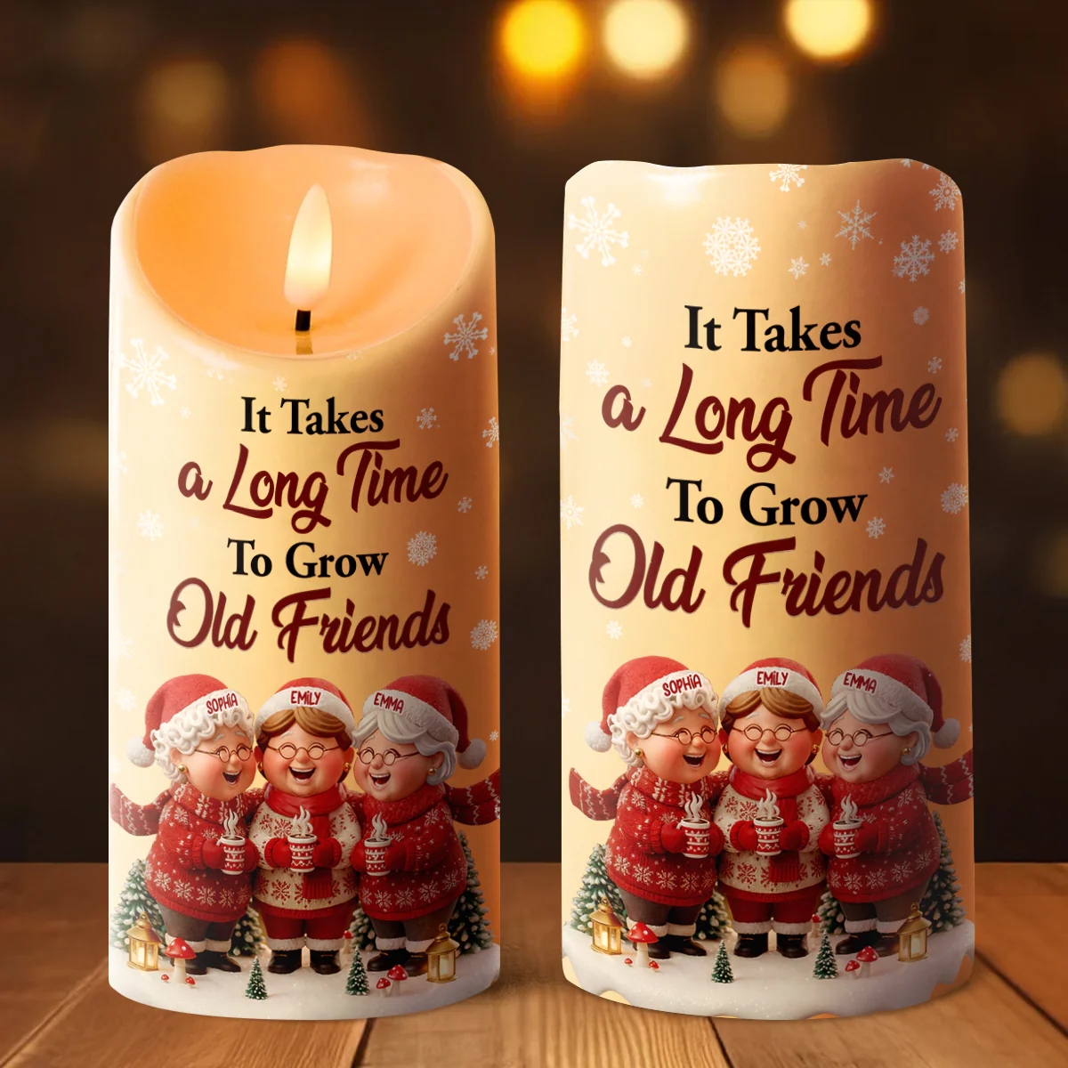 It Takes A Long Time To Grow Old Friends - Personalized Flameless LED Candle - Image 2