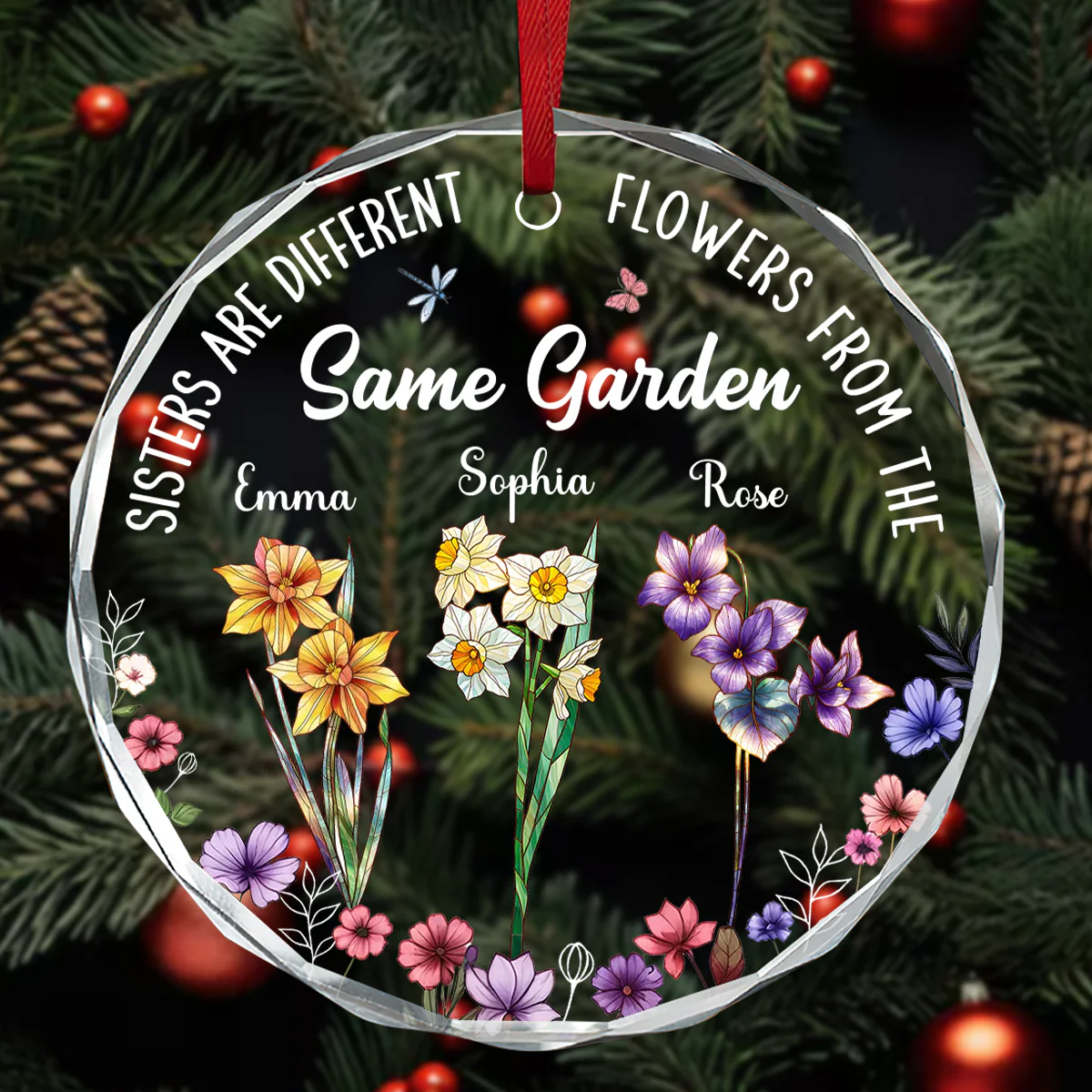 It Takes A Long Time To Grow Old Friends - Personalized Round Shaped Glass Ornament - Image 3