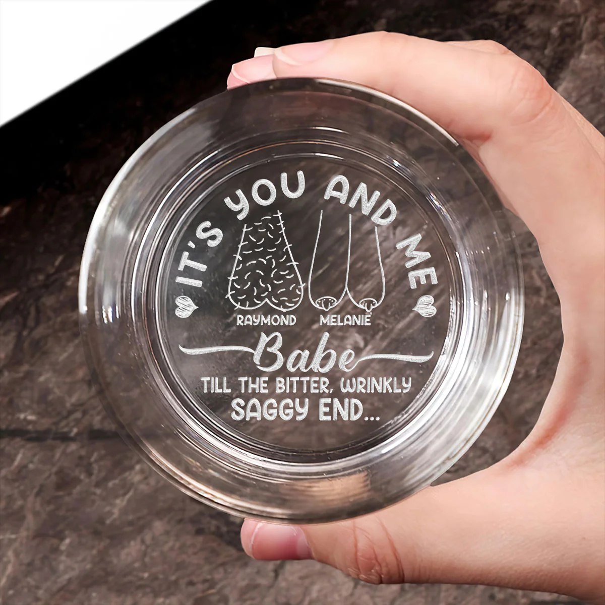 It's You And Me Babe Till The End Couple - Personalized Engraved Whiskey Glass - Image 2