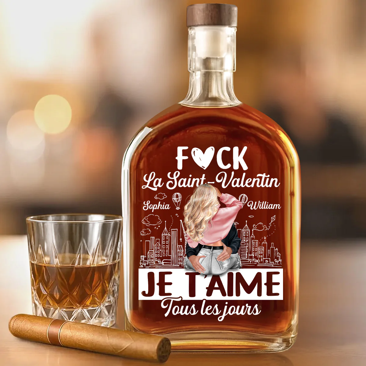 Je T’aime Tous Les Jours - Personalized Whiskey Bottle - Image 2