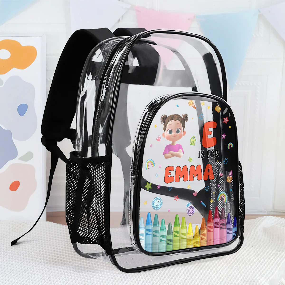 Joyful Kid's Name - Personalized Clear Backpack - Image 2