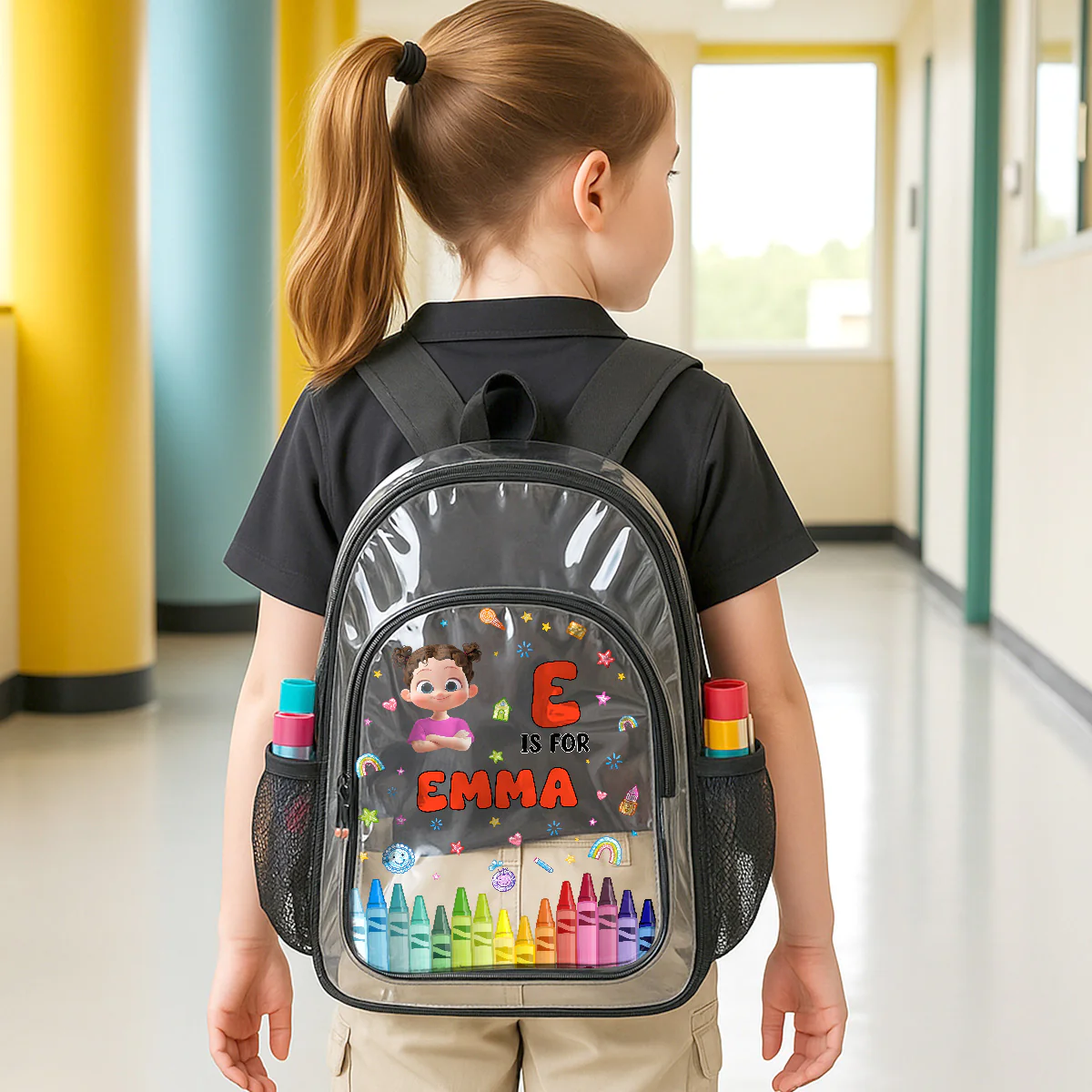 Joyful Kid's Name - Personalized Clear Backpack - Image 3