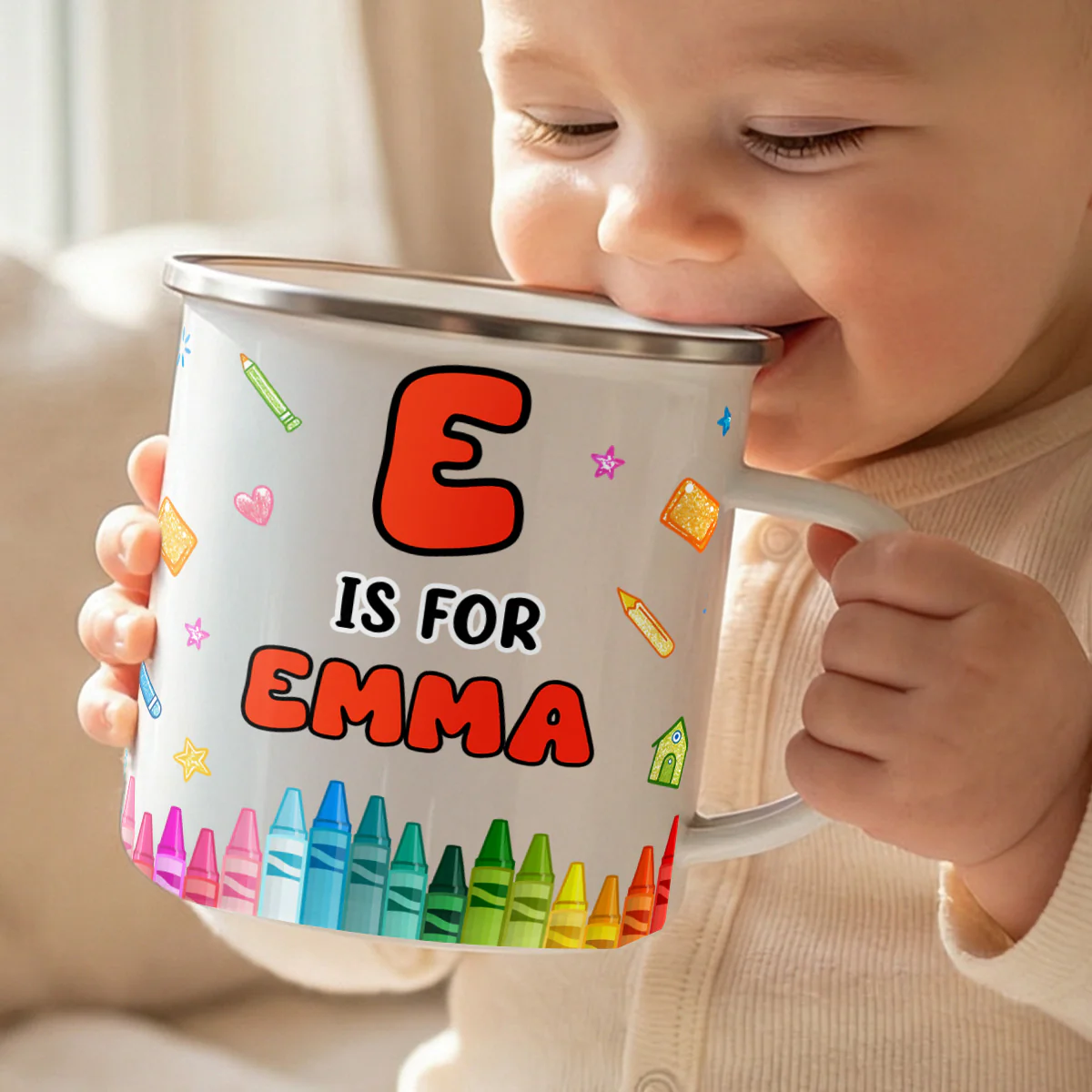 Joyful Kid's Name - Personalized Enamel Mug - Image 4