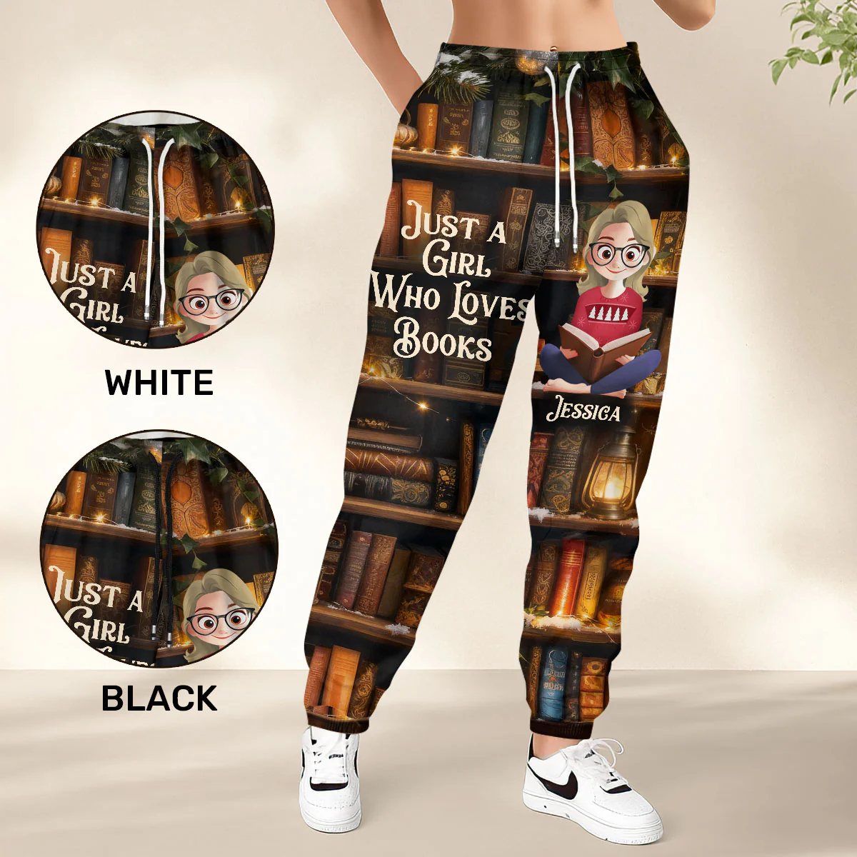Just A Girl, A Cup Of Tea, And A Thousand Worlds To Wander - Personalized Sweatpants - Image 3