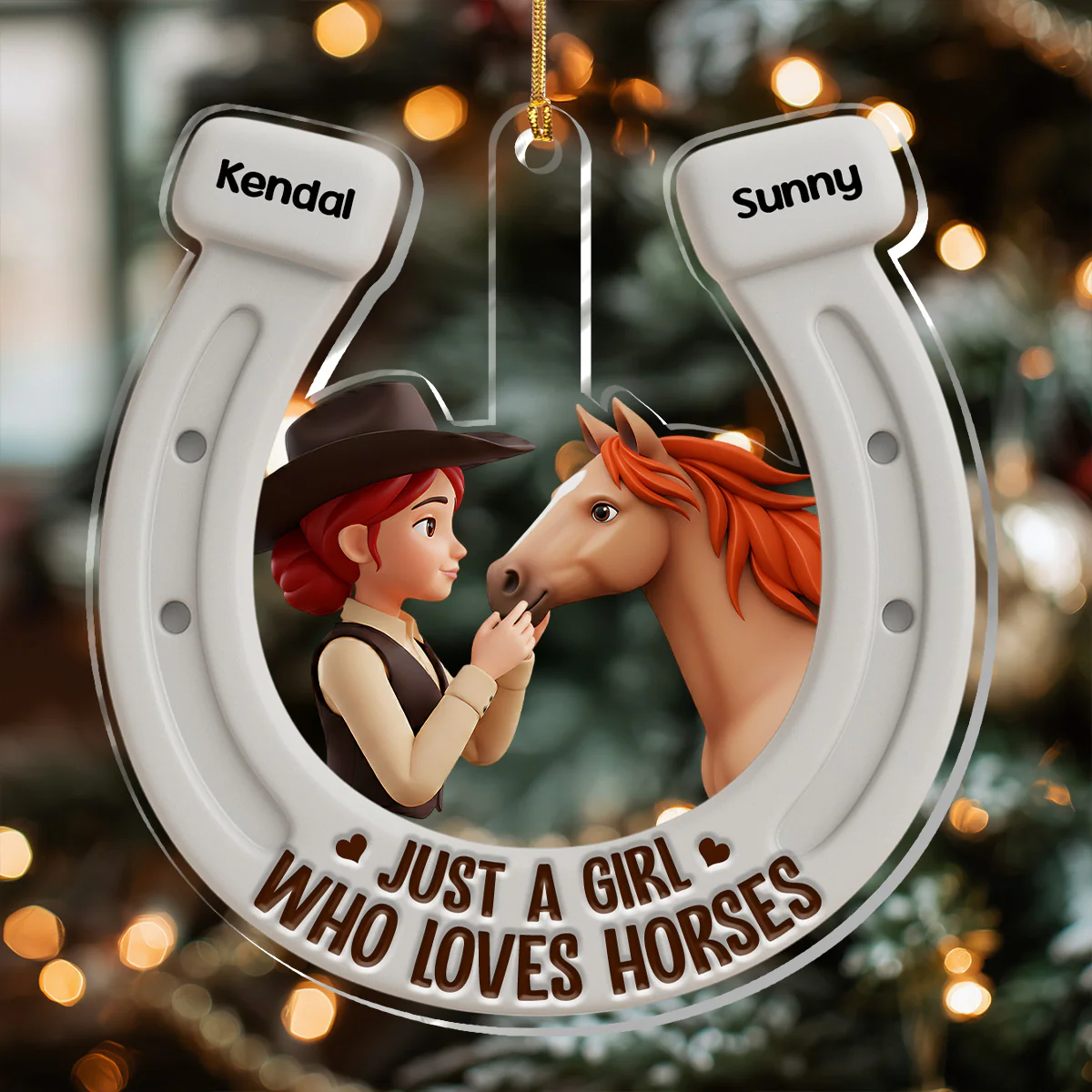 Just A Girl Who Love Horses - Personalized 1-Layer Acrylic Ornament - Image 2