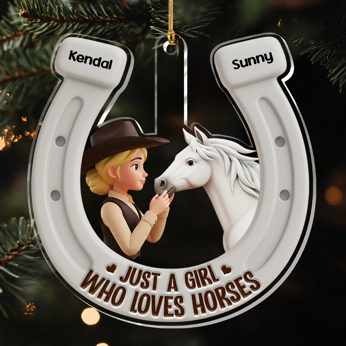 Just A Girl Who Love Horses - Personalized 1-Layer Acrylic Ornament - Image 3