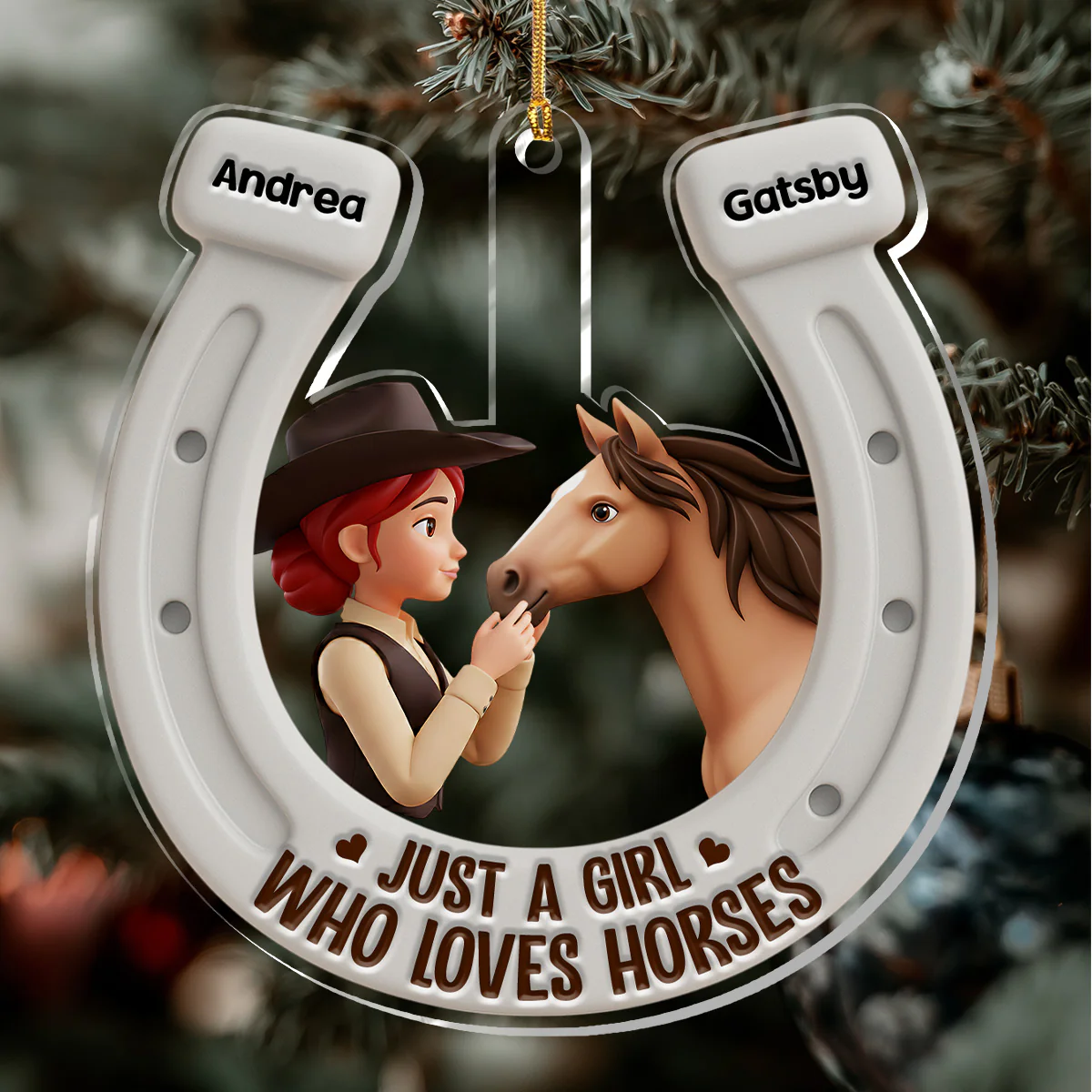 Just A Girl Who Love Horses - Personalized 1-Layer Acrylic Ornament - Image 4