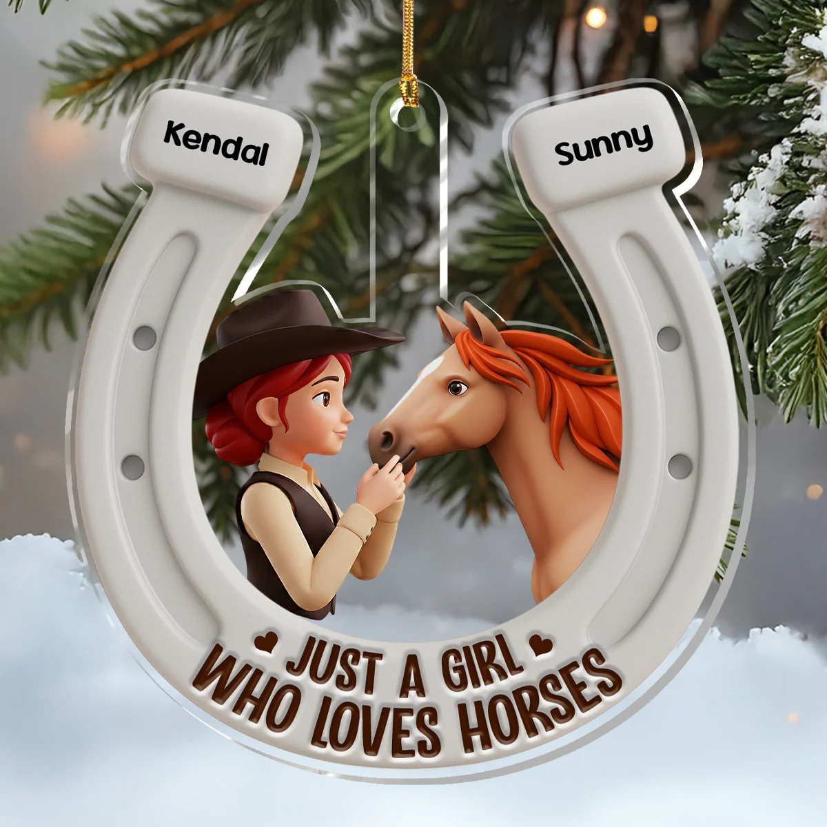 Just A Girl Who Love Horses - Personalized 1-Layer Acrylic Ornament - Image 5