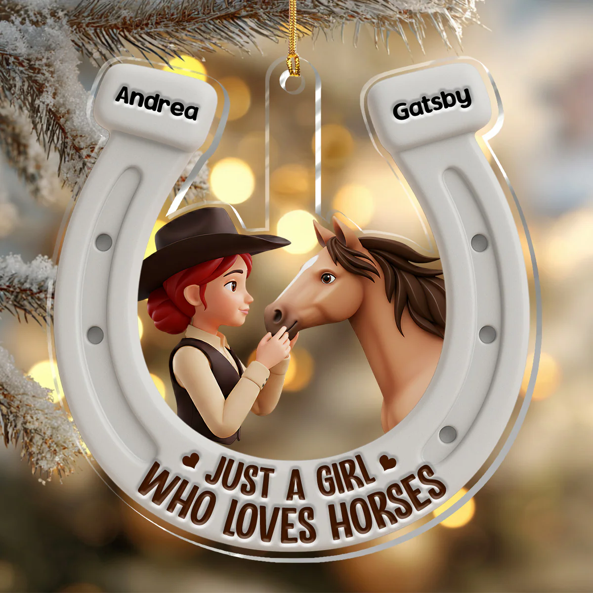 Just A Girl Who Love Horses - Personalized 1-Layer Acrylic Ornament - Image 6