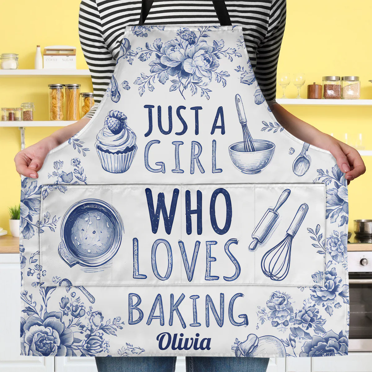 Just A Girl Who Loves Baking - Personalized Apron With Pocket - Image 3
