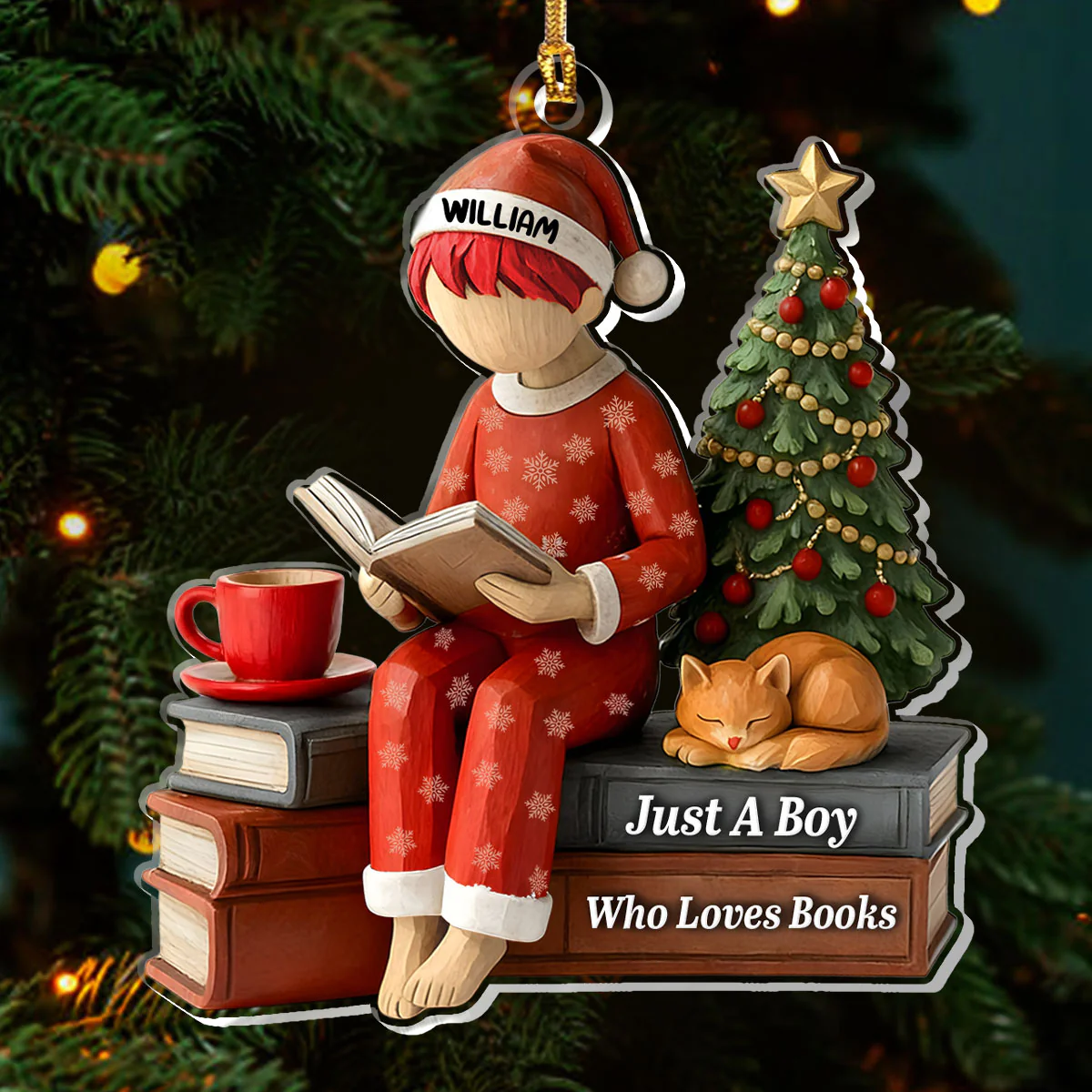 Just A Girl Who Loves Books - Personalized 1-Layer Acrylic Ornament - Image 4