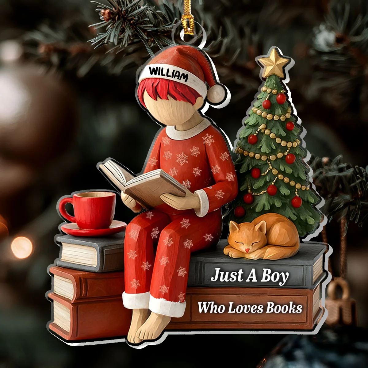 Just A Girl Who Loves Books - Personalized 1-Layer Acrylic Ornament - Image 6