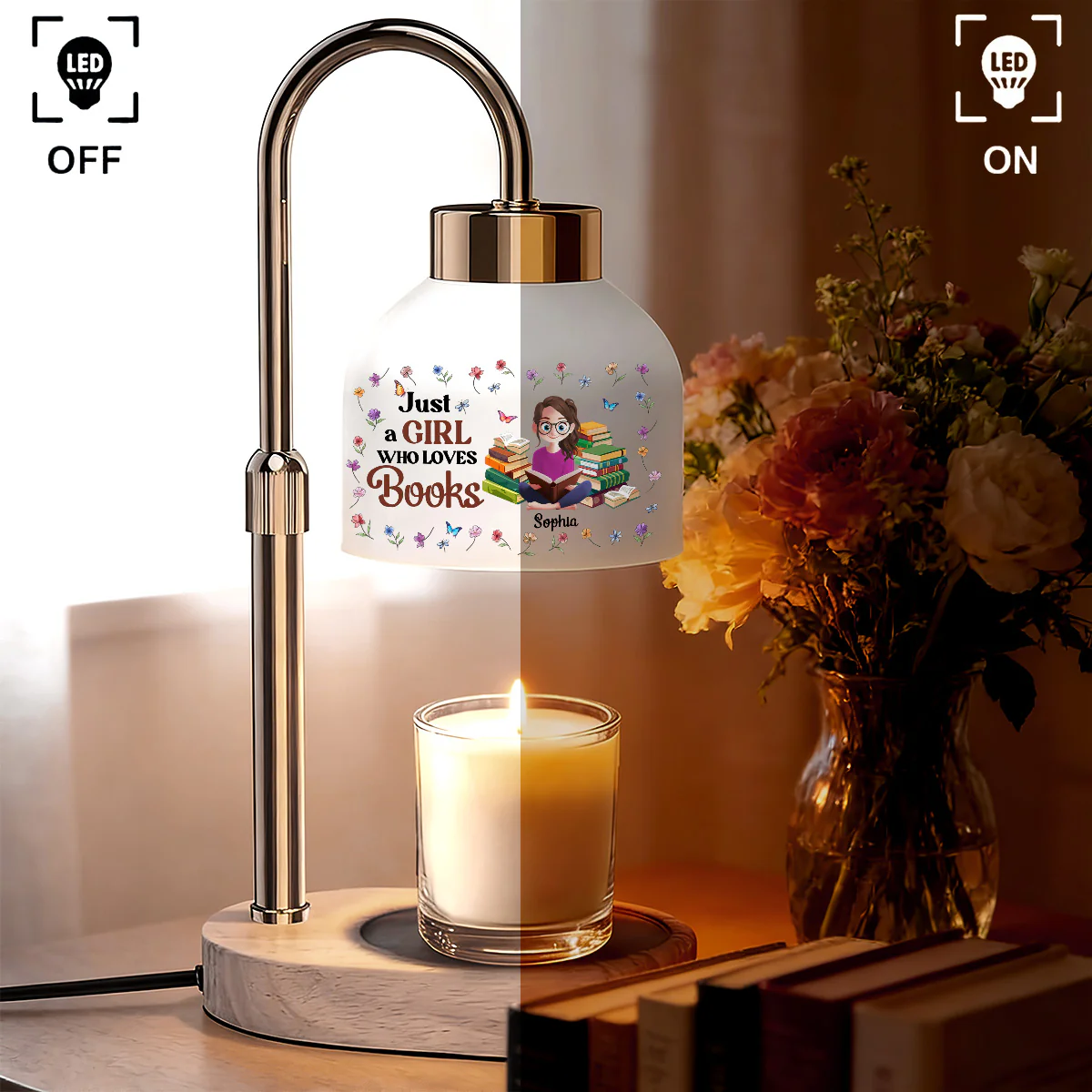 Just A Girl Who Loves Books - Personalized Candle Warmer Lamp - Image 3