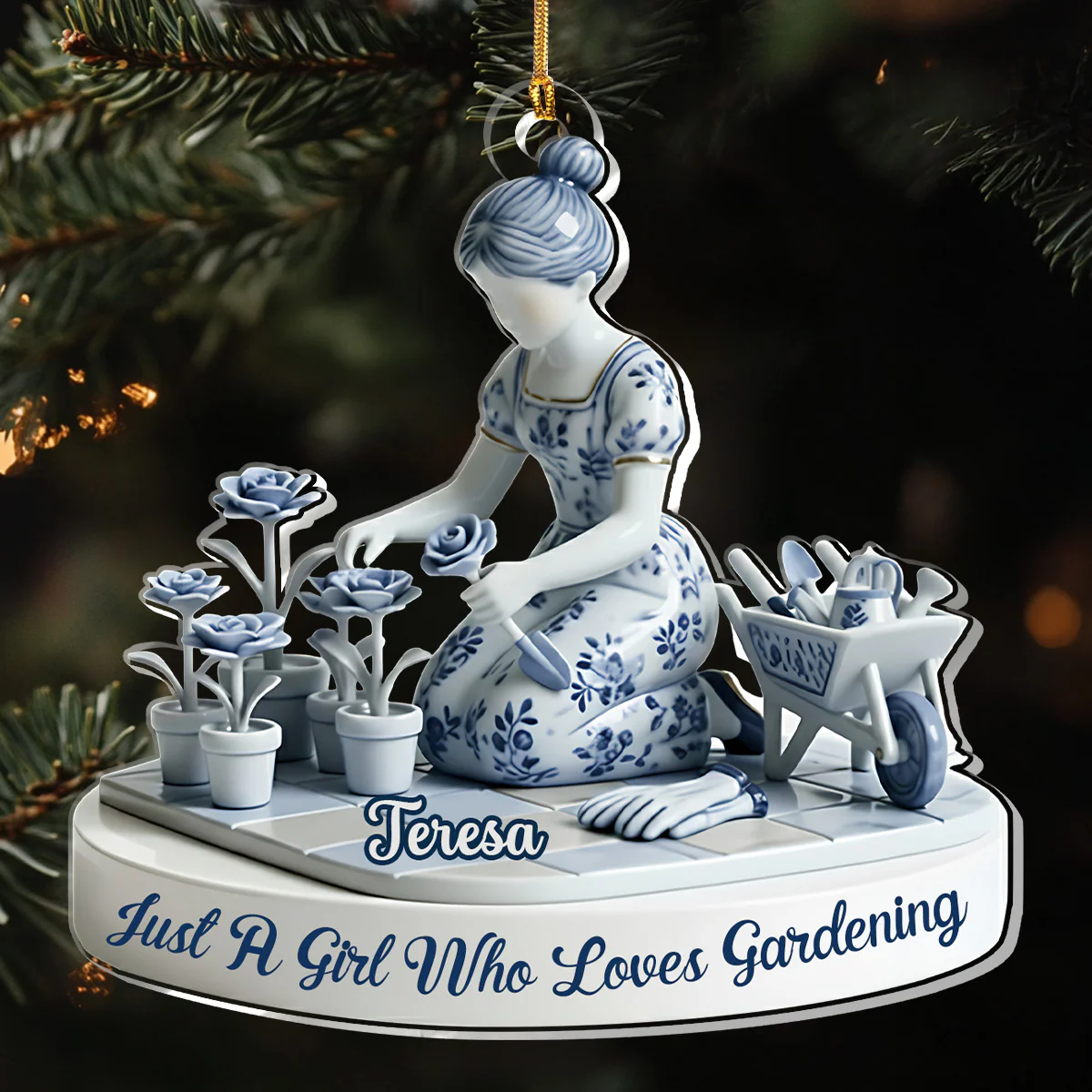 Just A Girl Who Loves Gardening - Personalized 1-Layer Acrylic Ornament - Image 2