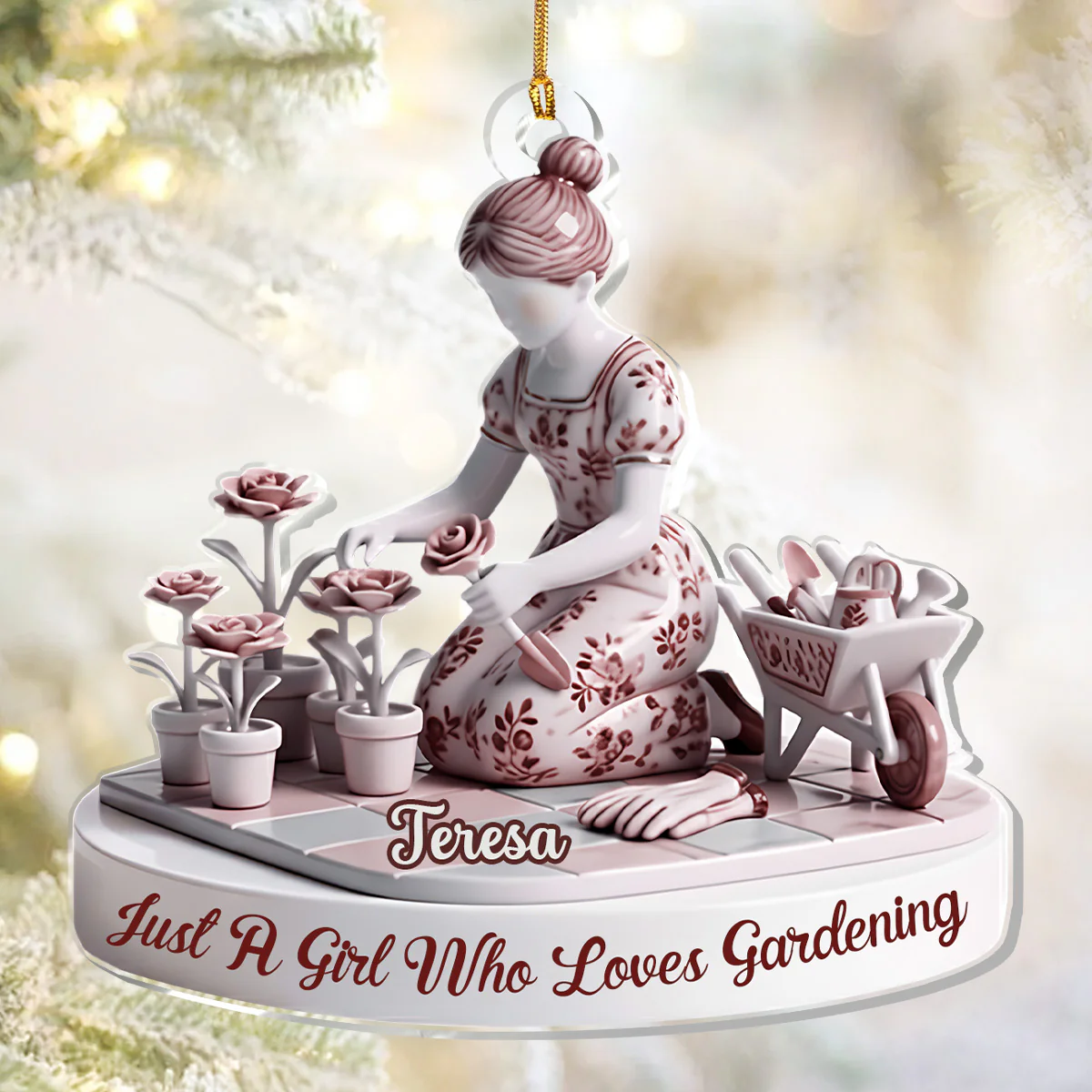 Just A Girl Who Loves Gardening - Personalized 1-Layer Acrylic Ornament - Image 3