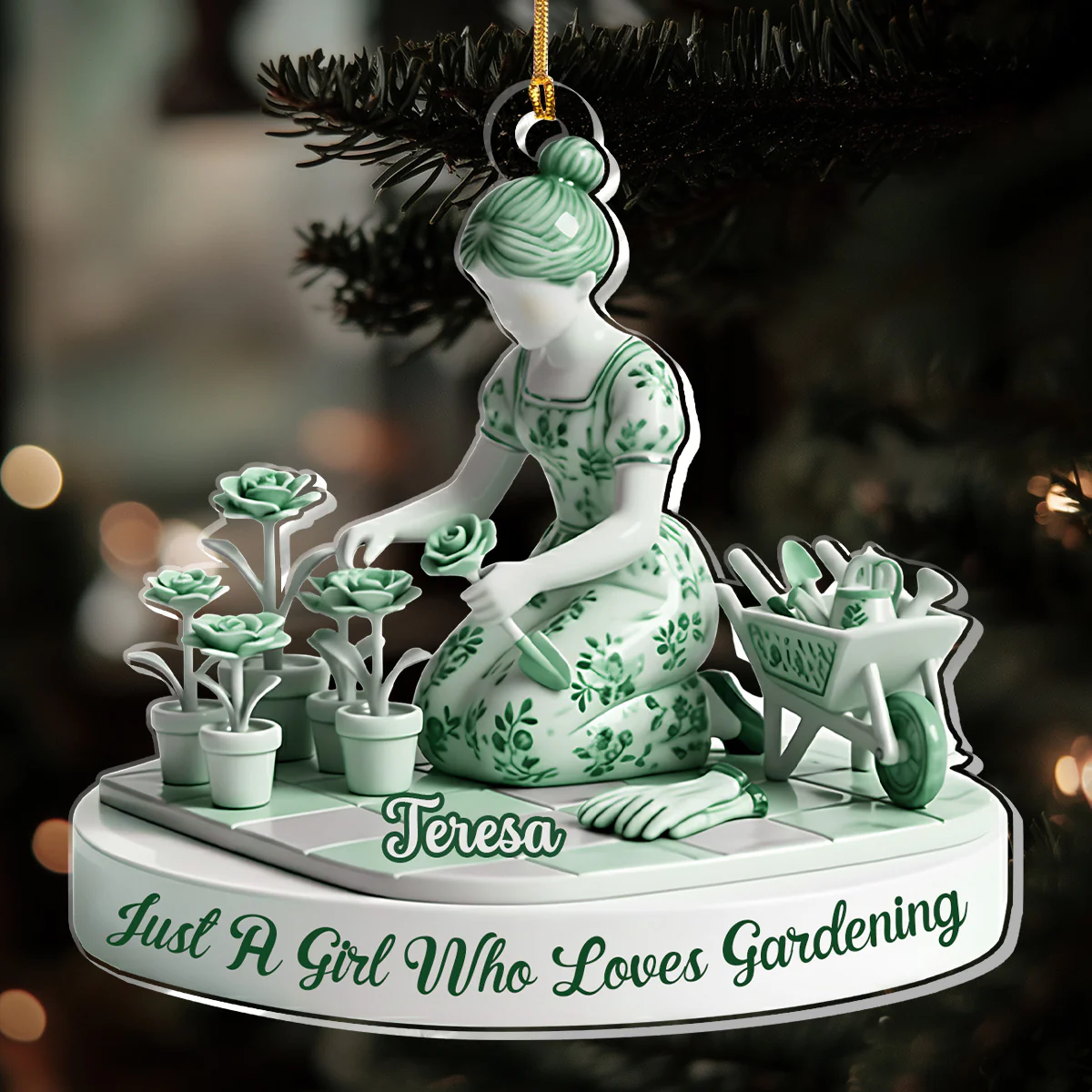 Just A Girl Who Loves Gardening - Personalized 1-Layer Acrylic Ornament - Image 4