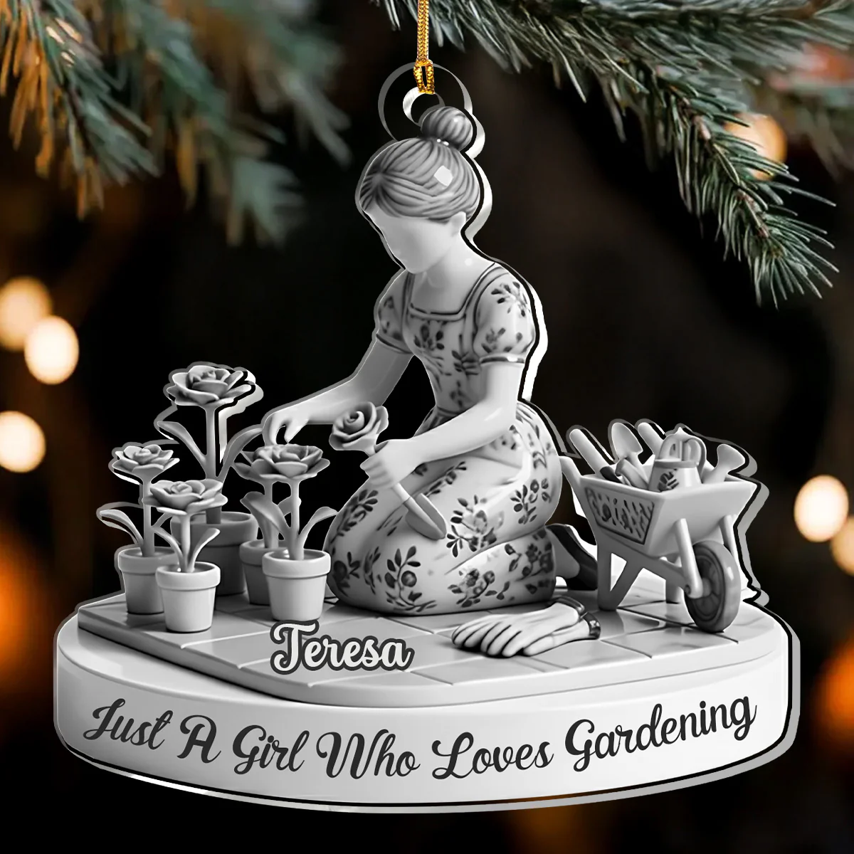 Just A Girl Who Loves Gardening - Personalized 1-Layer Acrylic Ornament - Image 5