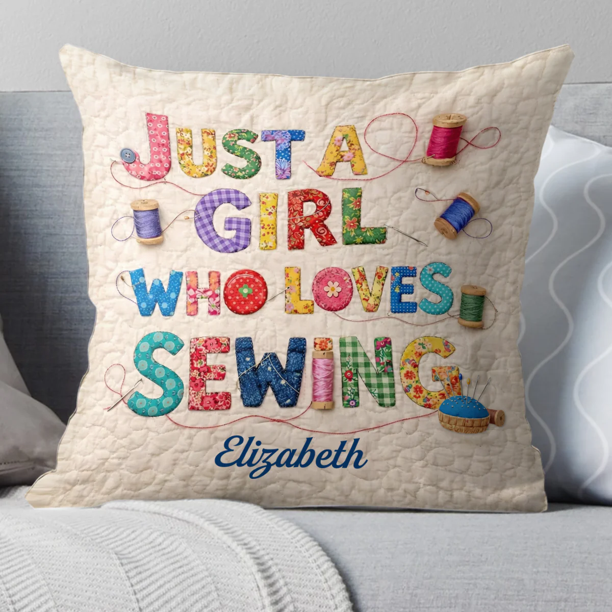 Just A Girl Who Loves Sewing - Personalized Crystal Velvet Pillow - Image 3