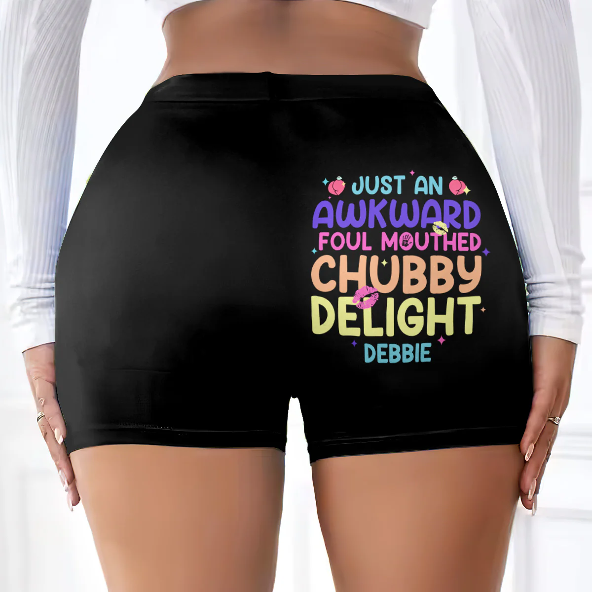 Just An Awkward Foul Mouthed Chubby Delight - Personalized Short Leggings