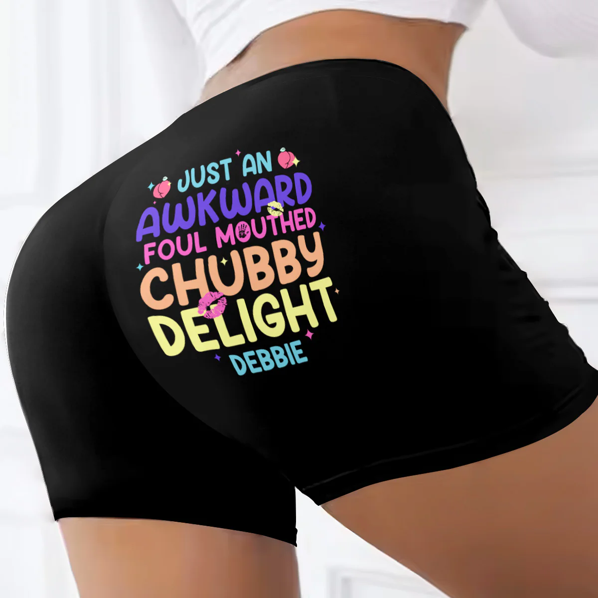 Just An Awkward Foul Mouthed Chubby Delight - Personalized Short Leggings - Image 2