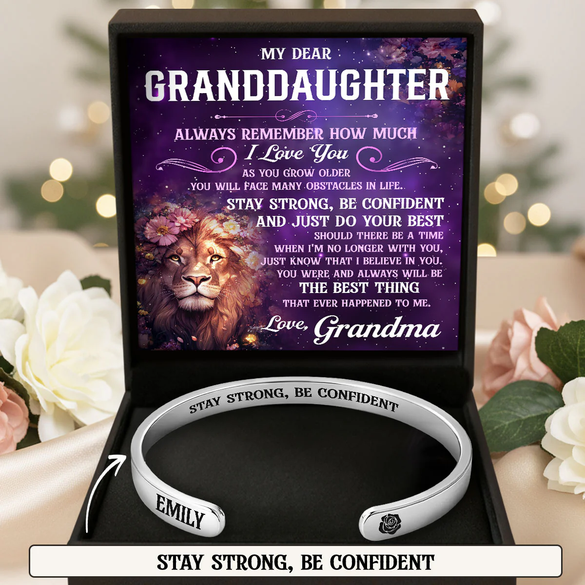 Just Do Your Best - Personalized Cuff Bangle Bracelet With Box