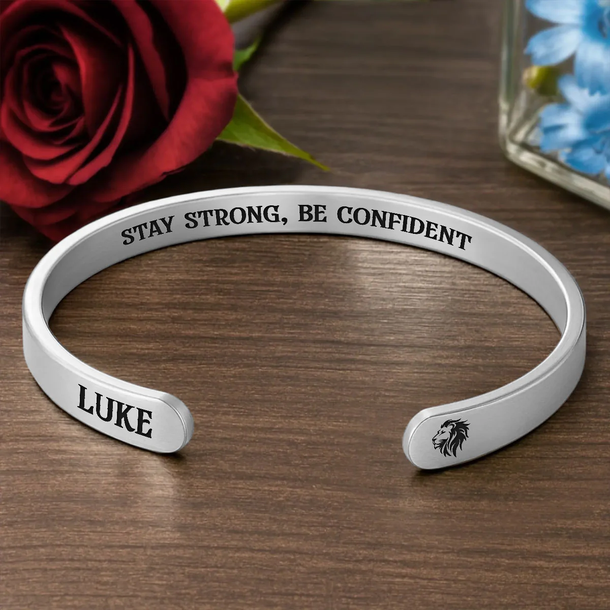 Just Do Your Best - Personalized Cuff Bangle Bracelet With Box - Image 2
