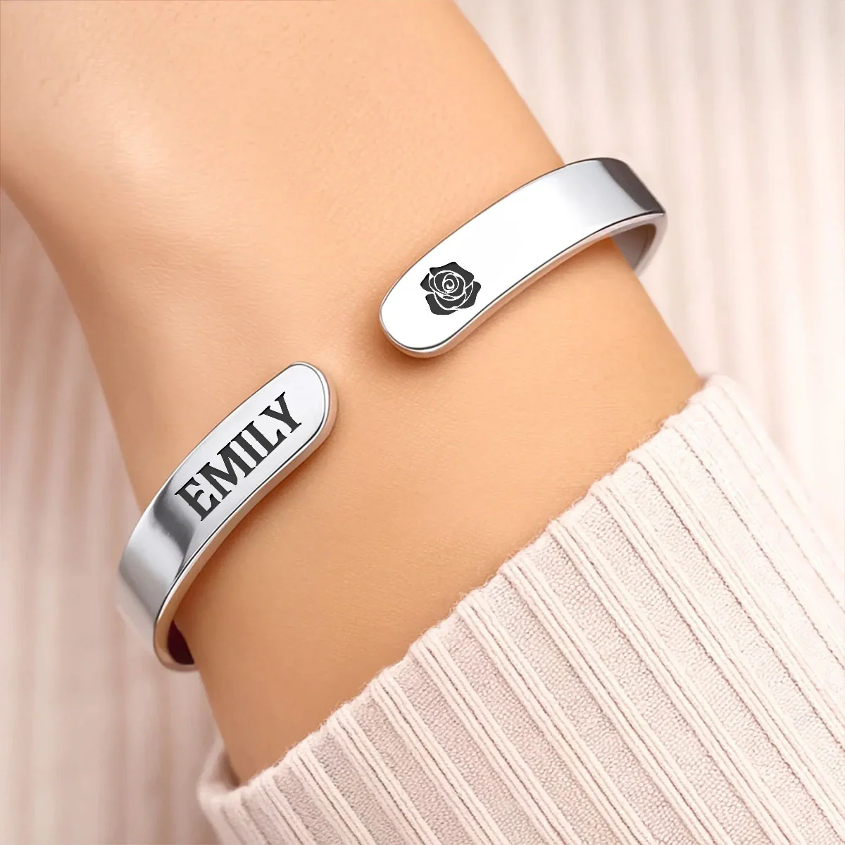 Just Do Your Best - Personalized Cuff Bangle Bracelet With Box - Image 3
