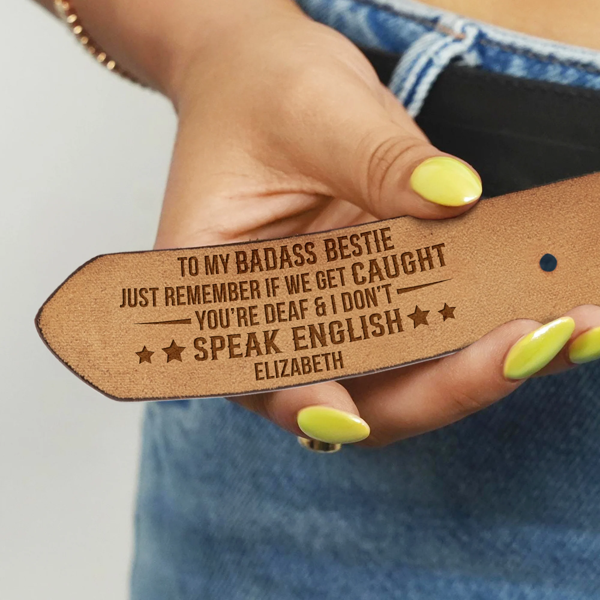 Just Remember If We Get Caught - Personalized Woman Leather Belt - Image 3