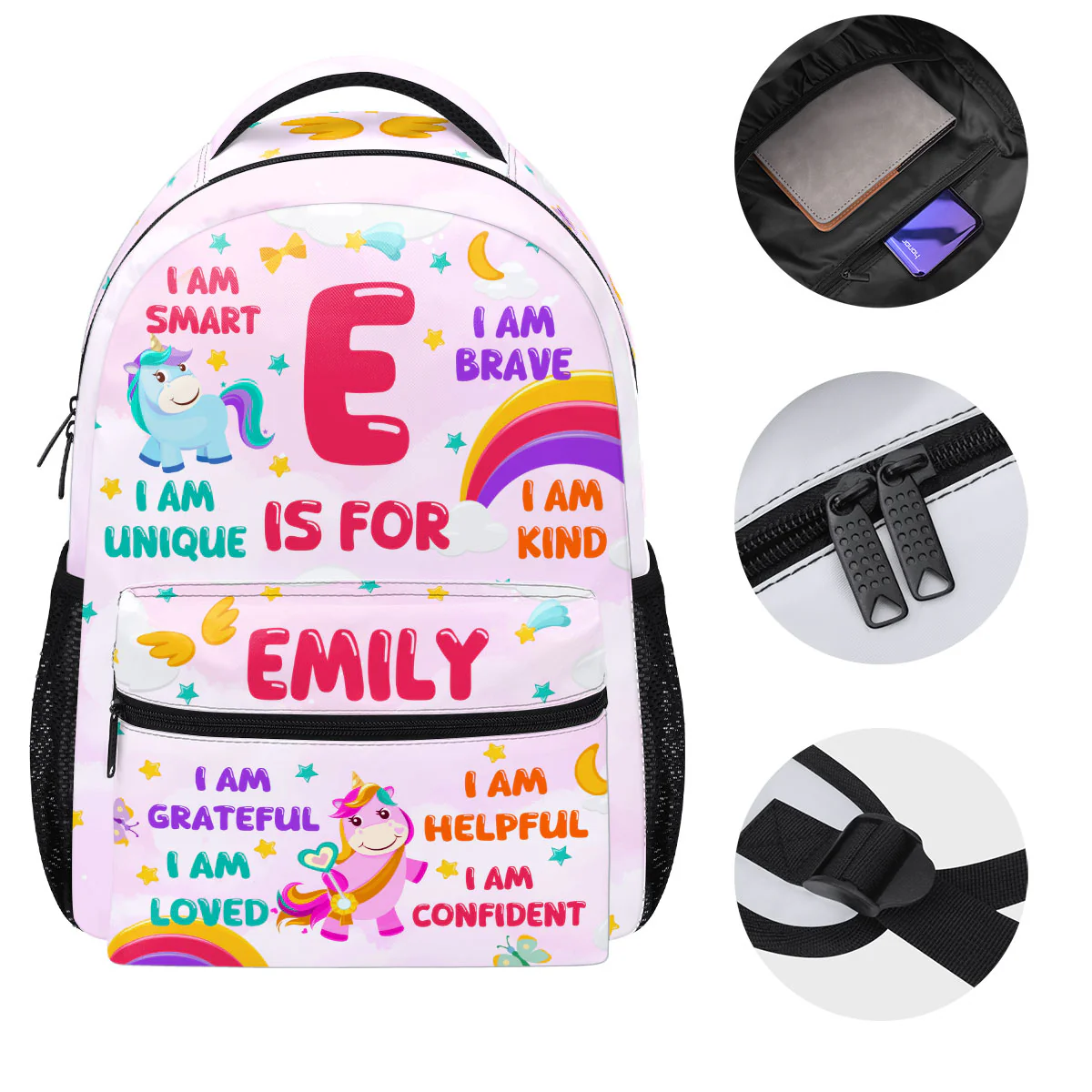 Kid Affirmations And Initial Name - Personalized Backpack - Image 7