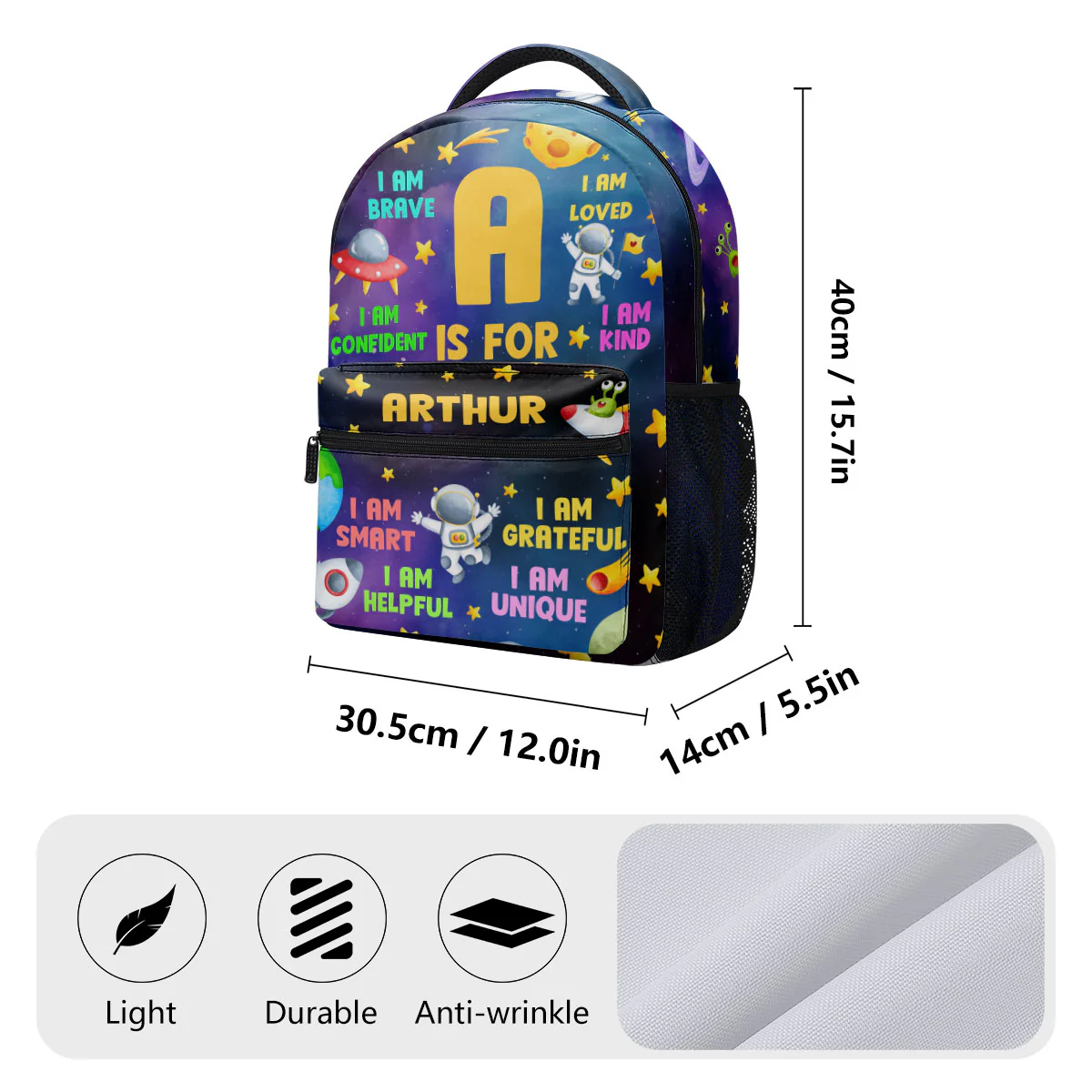 Kid Affirmations And Initial Name - Personalized Backpack - Image 8