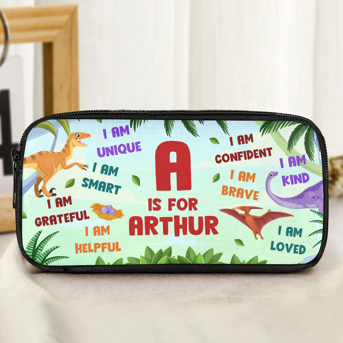 Kid Affirmations And Initial Name - Personalized Pencil Case