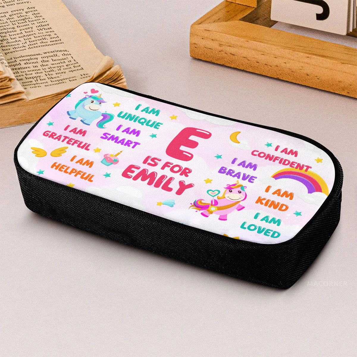Kid Affirmations And Initial Name - Personalized Pencil Case - Image 3