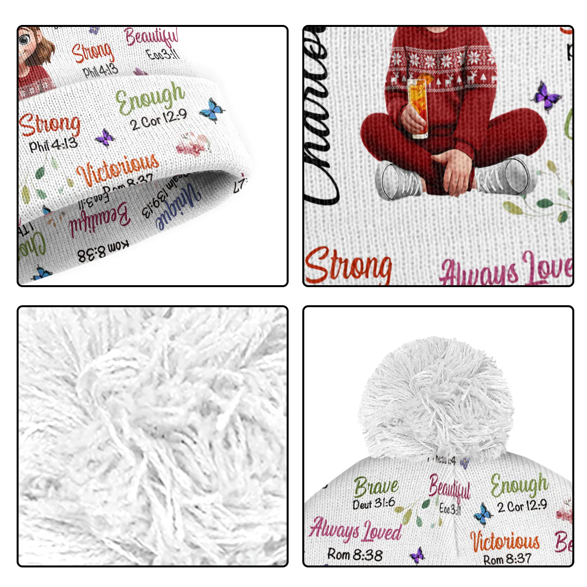 Kid Birth Flower God Says I Am - Personalized Bobble Beanie Hat - Image 5