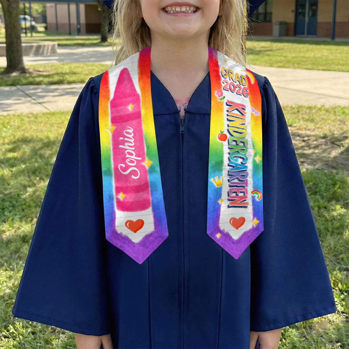 Kid Crayons Graduation Custom Name - Personalized Kid Graduation Stole
