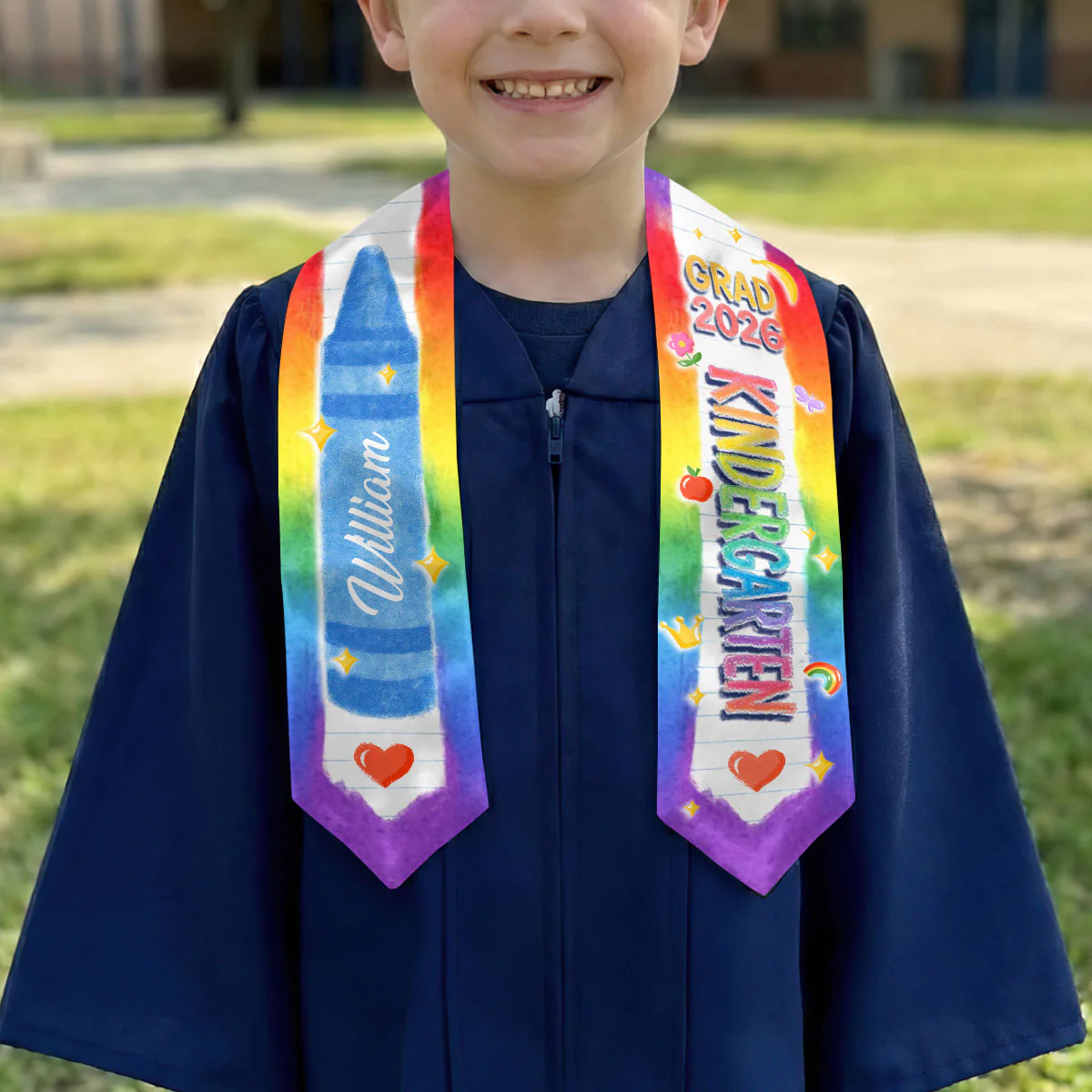 Kid Crayons Graduation Custom Name - Personalized Kid Graduation Stole - Image 2