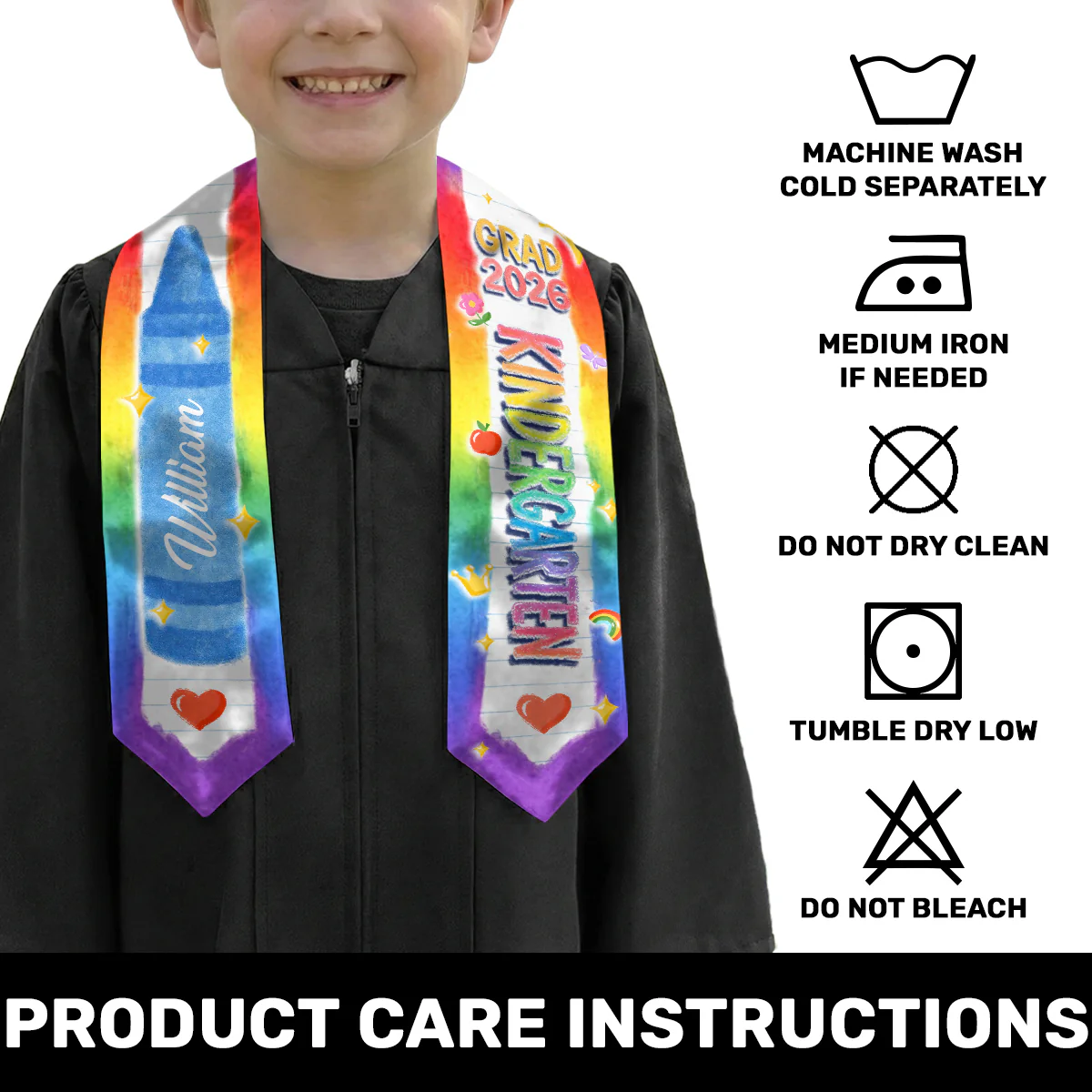 Kid Crayons Graduation Custom Name - Personalized Kid Graduation Stole - Image 6