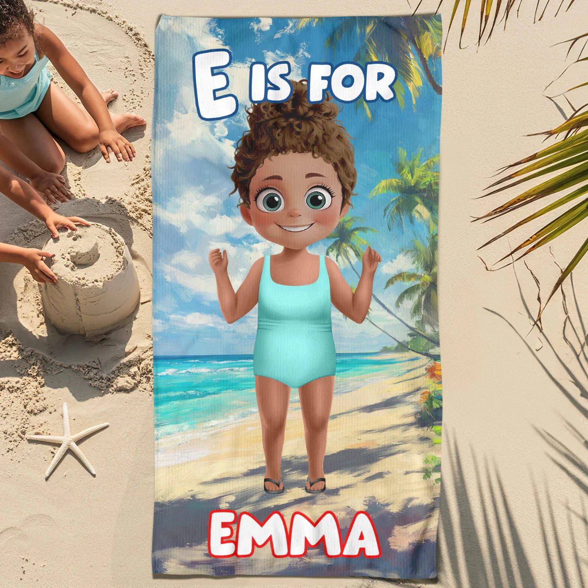 Kid Custom Initials - Personalized Beach Towel - Image 3