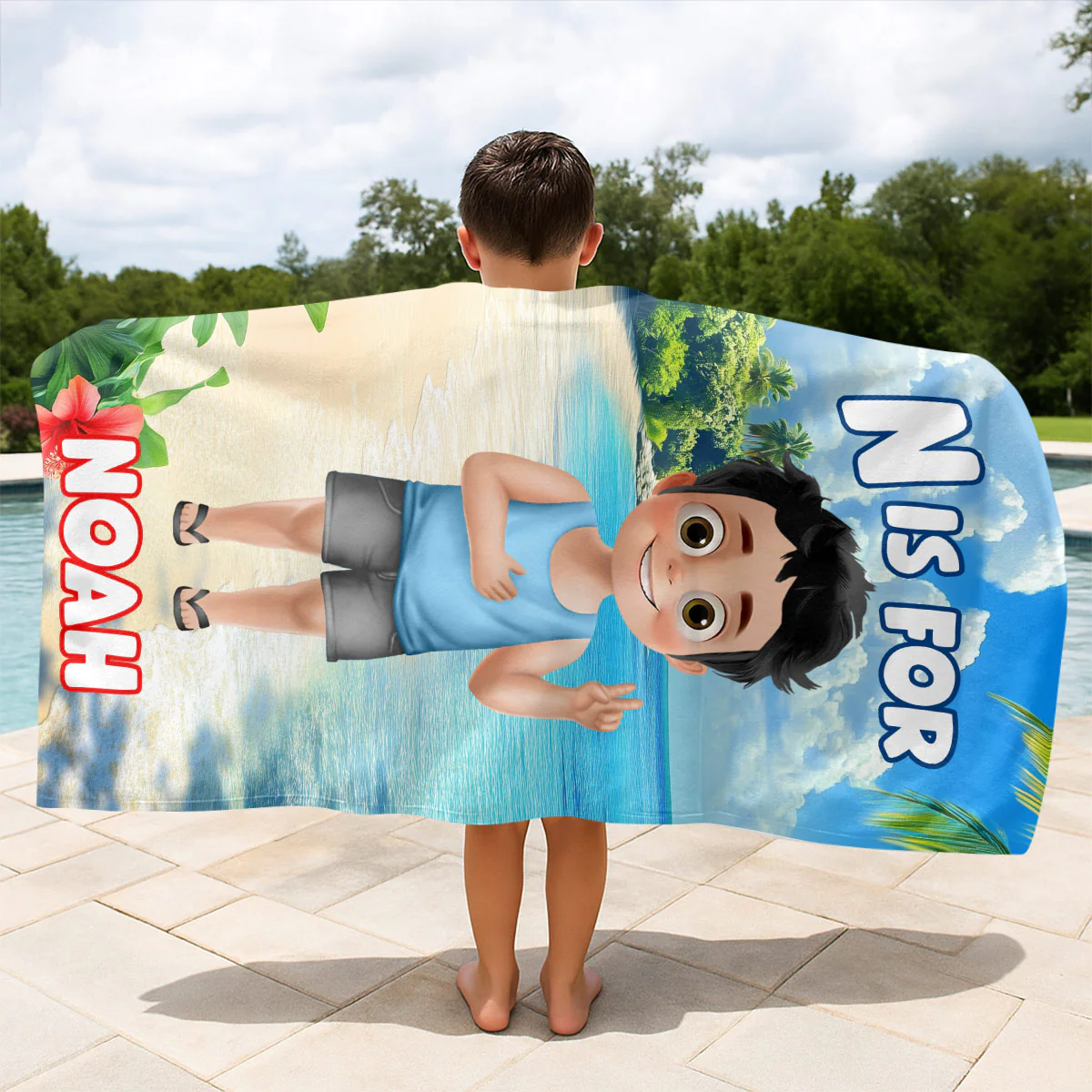Kid Custom Initials - Personalized Beach Towel - Image 4